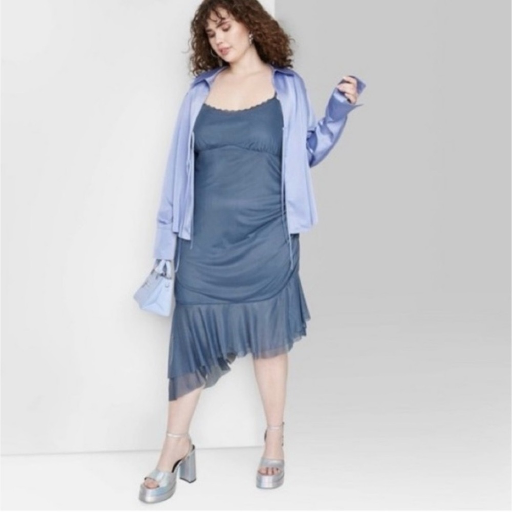Wild Fable blue Asymmetrical Dress medium NWT Y2K style